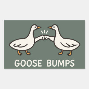 Funny Goose Bumps Cartoon   Fist Bump Geese Animal Rectangular Sticker