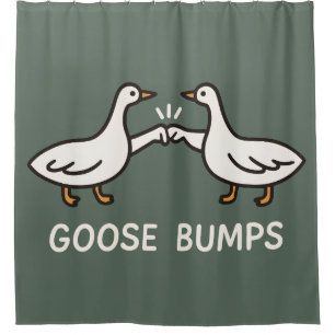 Funny Goose Bumps Cartoon   Fist Bump Geese Animal Shower Curtain