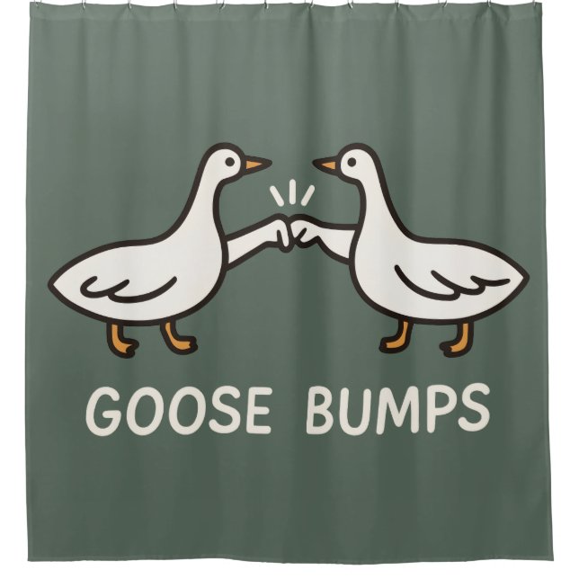 Funny Goose Bumps Cartoon | Fist Bump Geese Animal Shower Curtain (Front)