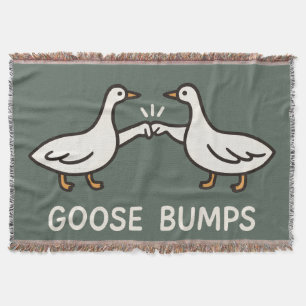 Funny Goose Bumps Cartoon   Fist Bump Geese Animal Throw Blanket