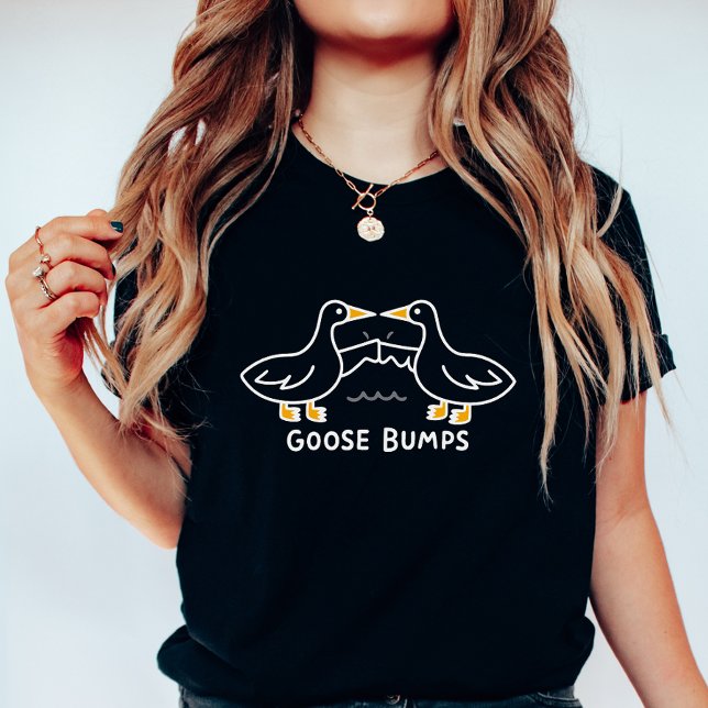 Funny Goose Bumps; Cartoon Geese Fist Bump Black T-Shirt (Creator Uploaded)