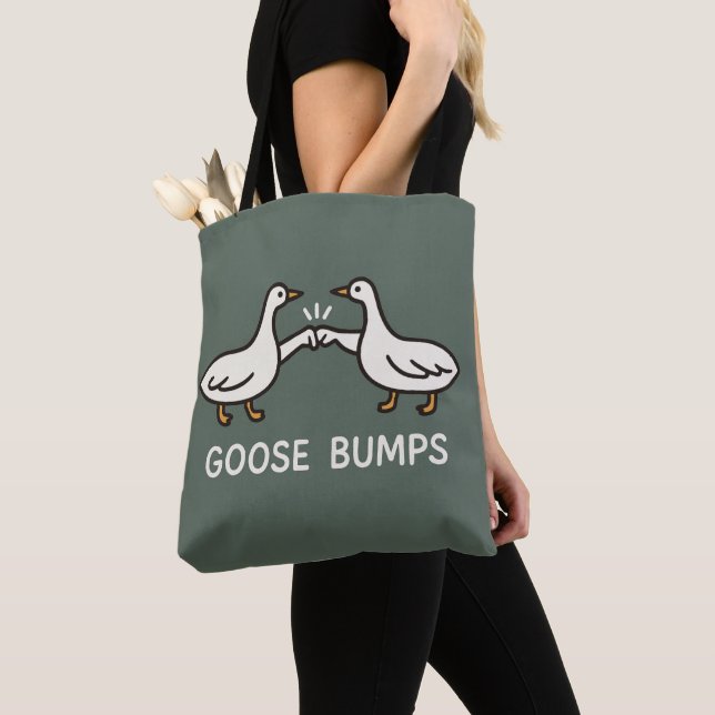 Funny Goose Bumps Cartoon Tote Bag (Close Up)