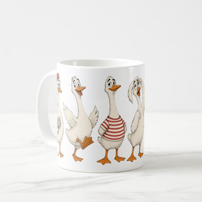 Funny Goose Character Set Coffee Mug (Front Left)