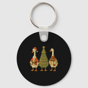 Funny Goose Christmas Lights Goose Cute Xmas Holid Key Ring