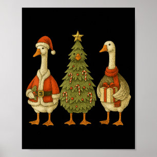 Funny Goose Christmas Lights Goose Cute Xmas Holid Poster
