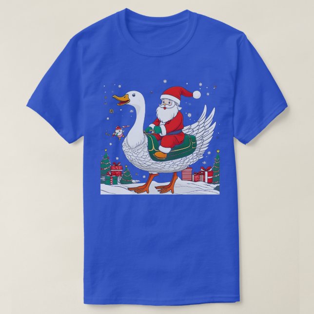 Funny Goose Christmas Tree Light Pajama Goose Xmas T-Shirt (Design Front)