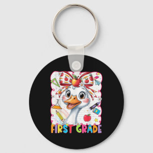 Funny Goose Coquette Bow First Grade Back To Schoo Key Ring