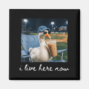 Funny Goose Duck Live Here Baseball Ballfield Meme Magnet