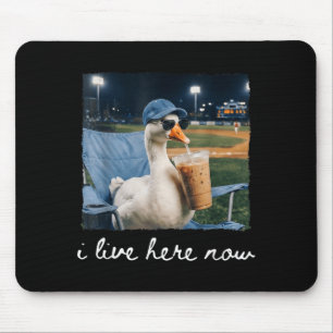 Funny Goose Duck Live Here Baseball Ballfield Meme Mouse Pad