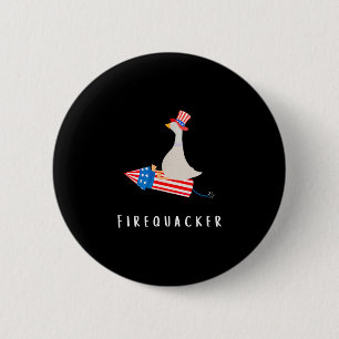 Funny goose fourth of july firequacker 6 cm round badge
