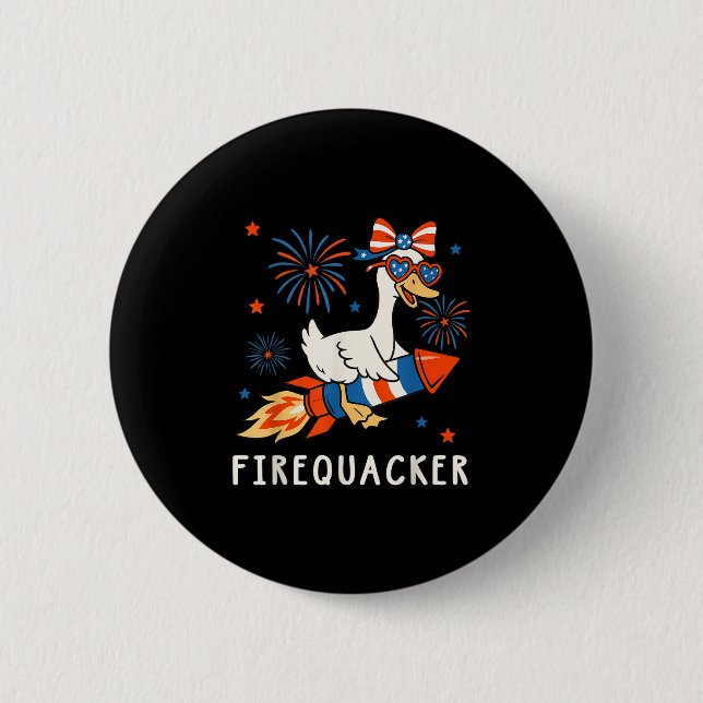 Funny Goose Fourth Of July Firequacker Independenc 6 Cm Round Badge (Front)