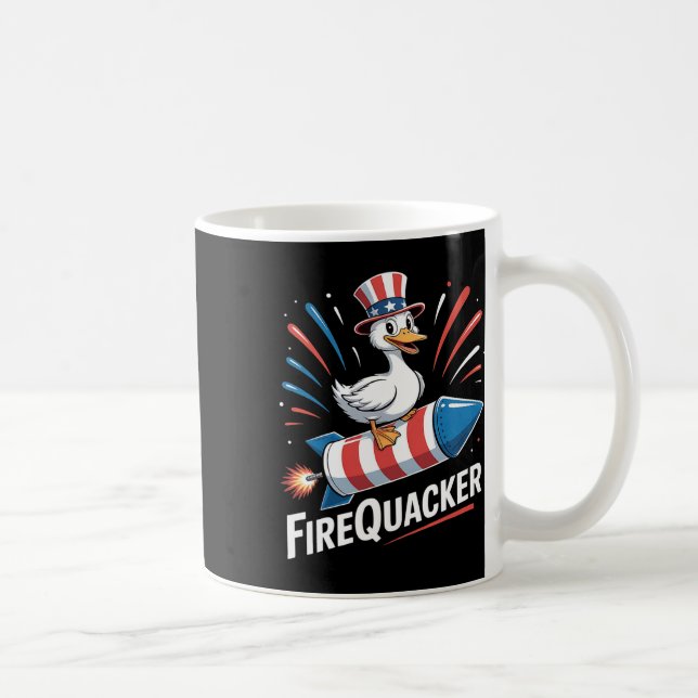 Funny Goose Fourth Of July Firequacker Independenc Coffee Mug (Right)