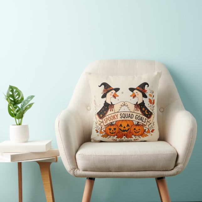 Funny Goose Halloween Witch Hat Fall Cushion (Chair)