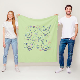Funny Goose Pattern Fleece Blanket