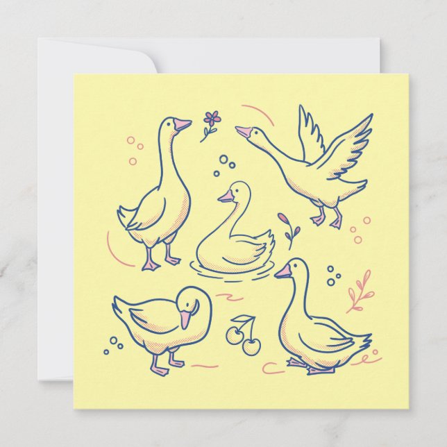 Funny Goose Pattern Invitation (Front)