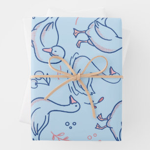 Funny Goose Pattern Wrapping Paper Sheet