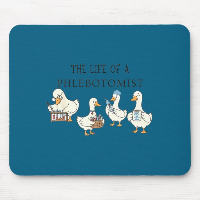 Funny goose phlebotomy technician graduation lab mouse pad (Front)