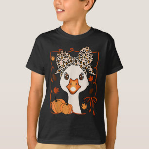 Funny Goose Pumpkin Season Autumn Fall Leaves Than T-Shirt