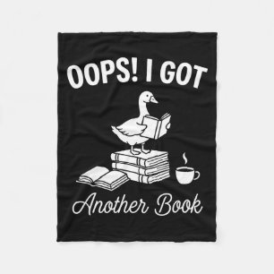 Funny goose pun humor oops got another book lover fleece blanket