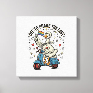 Funny Goose Scooter Love Vintage Shirt Design_1 Canvas Print