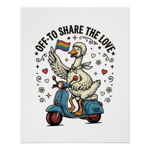 Funny Goose Scooter Love Vintage Shirt Design_1 Poster