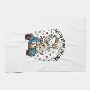 Funny Goose Scooter Love Vintage Shirt Design_1 Tea Towel