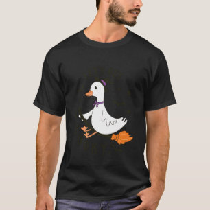 Funny Goose Witch Broom Halloween Cute Spooky Anim T-Shirt