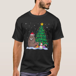 Funny Gopher Xmas Tree Lights Reindeer Hat Christm T-Shirt