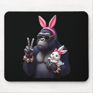 Funny Gorilla Bunny Cool Easter, Cute & Edgy A Mouse Pad