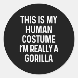 Funny Gorilla Costume Shirt Halloween Adults Kids Classic Round Sticker