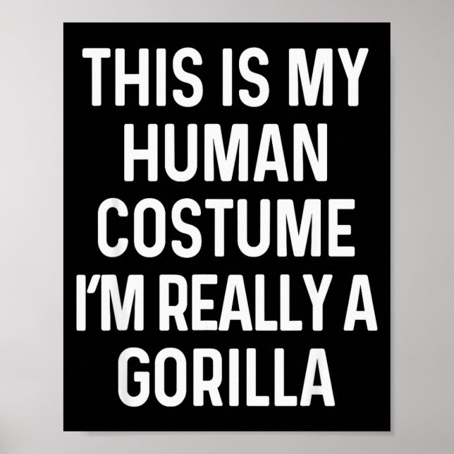 Funny Gorilla Costume Shirt Halloween Adults Kids  Poster (Front)