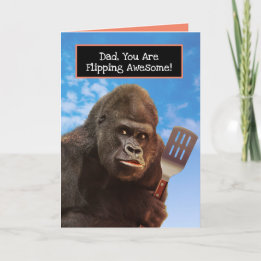 Funny Gorilla Flipping Awesome BBQ Father's Day Card