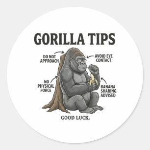 Funny Gorilla Safety Tips Infographic Illustration Classic Round Sticker