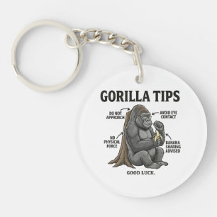 Funny Gorilla Safety Tips Infographic Illustration Key Ring