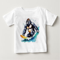 Funny gorilla surfing