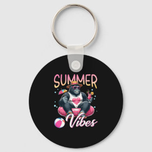 Funny gorilla swimming float summer vibes beach key ring