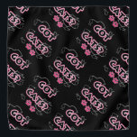 Funny Got Cats? in Pink and Black Bandana<br><div class="desc">Great way to express that you're a cat person! Available in blue and pink with paw prints,  fish on fishing line all in black accents.  Perfect for the cat lover in your life!</div>