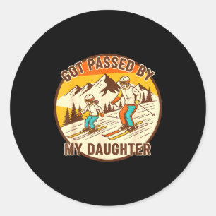 Funny Got Ped By My Daughter Retro Skiing Classic Round Sticker