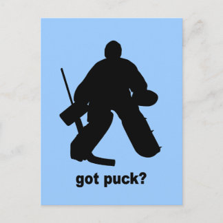 Funny got puck hockey postcard