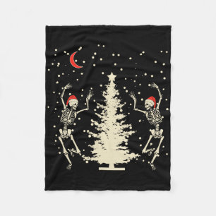 Funny Goth Christmas Dancing Skull Fleece Blanket