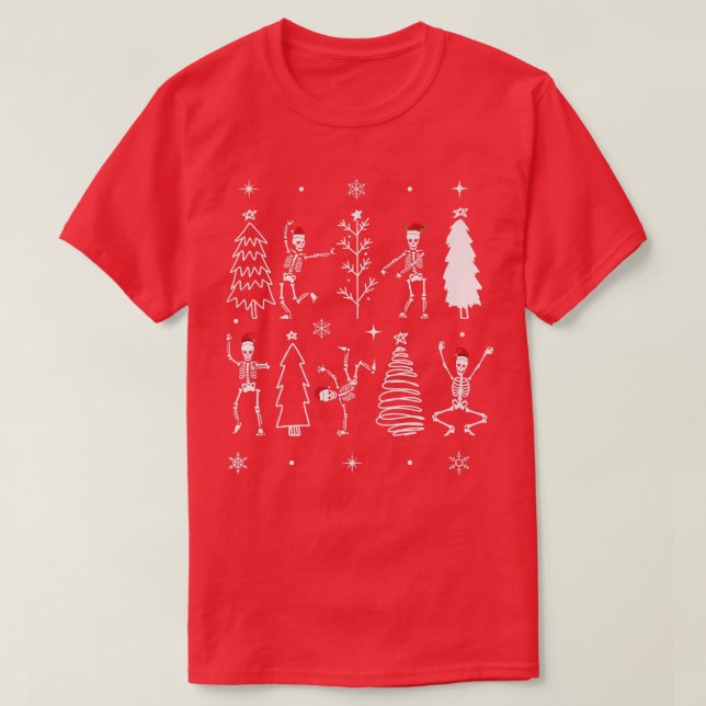 Funny Goth Christmas, skeleton dancing christmas  T-Shirt (Design Front)