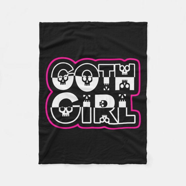 Funny Goth Girl Black And White  Fleece Blanket (Front)