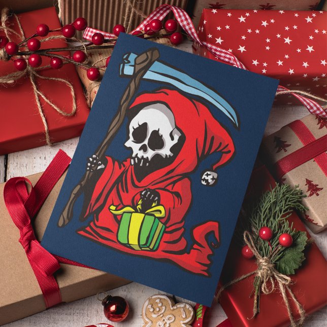 Funny Goth Scary Grim Reaper Christmas Holiday Card (Creator Uploaded)