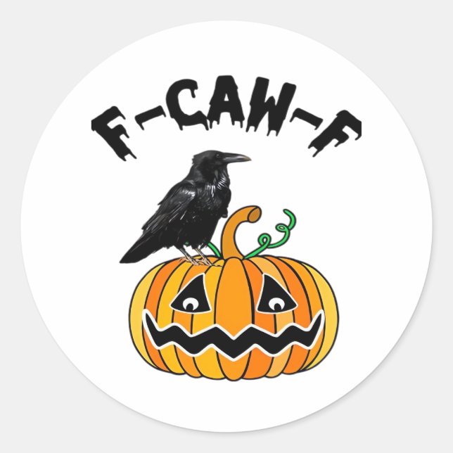 Funny Gothic Crow Humor F-Caw-F Essential Classic Round Sticker (Front)