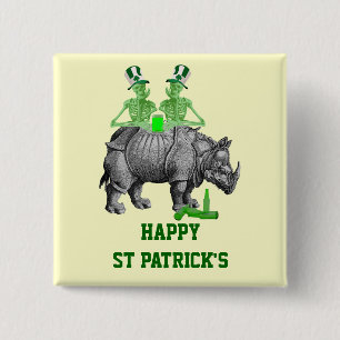 Funny gothic skeletons Irish  St Patrick's day 15 Cm Square Badge