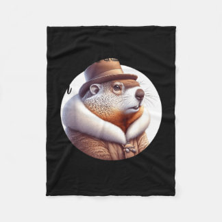 Funny Goundhog Graphic  Fleece Blanket