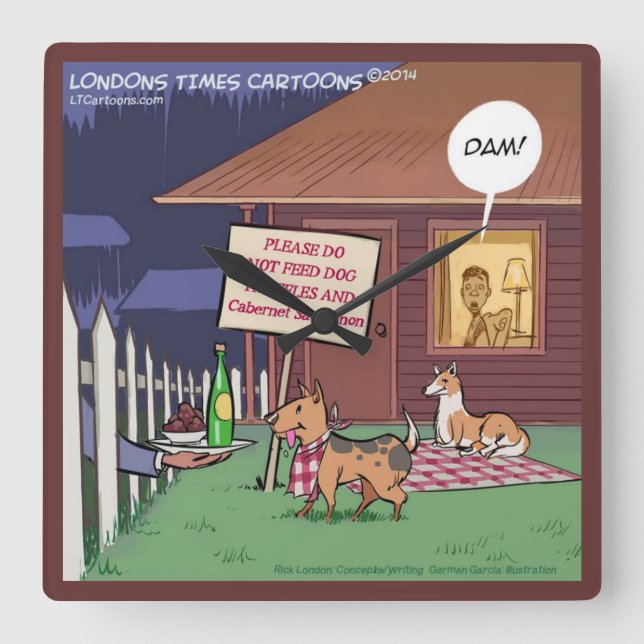 Funny Gourmet Dogs Square Wall Clock (Front)