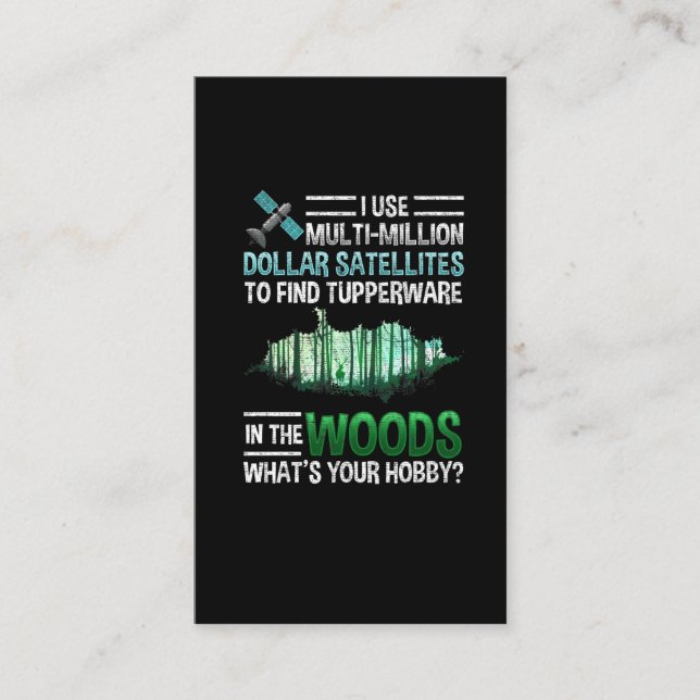 Funny GPS Geocache Wood Outdoor Geocaching Business Card (Front)