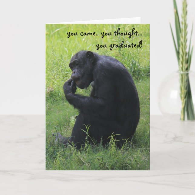 Funny Graduation Card, Chimpanzee, the Thinker Card (Front)