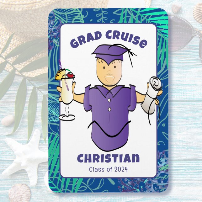 Funny Graduation Cartoon for Him Cruise Door  Magnet (Creator Uploaded)